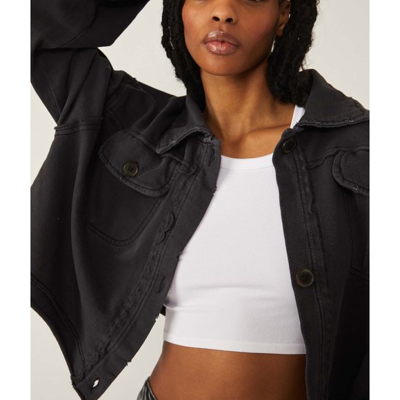 Free People Saturday Shirt Jacket / Washed Black - Picture 4 of 10